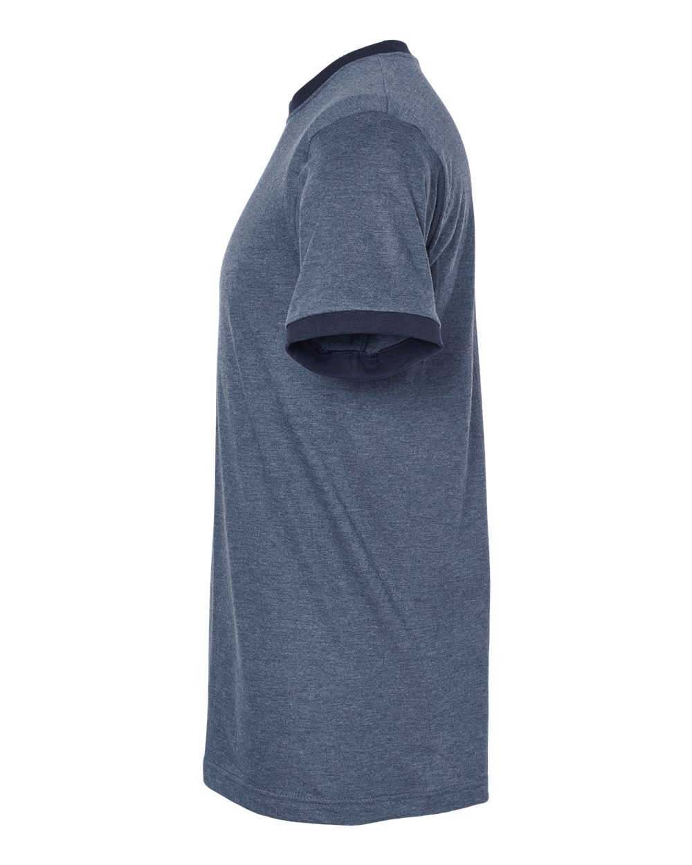Unisex Fine Jersey Ringer T-Shirt - DirectSide - B30459652 - Heather Denim/ Navy