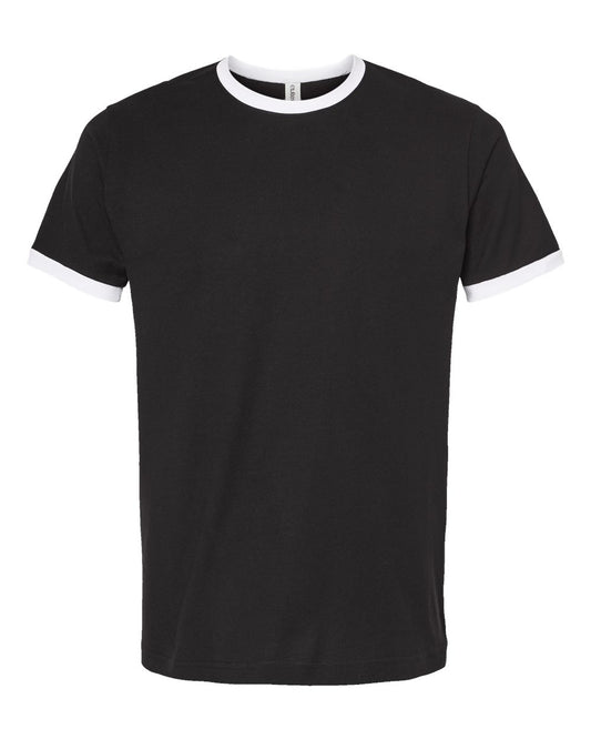 Unisex Fine Jersey Ringer T-Shirt - Front - B30459002 - Black/ White