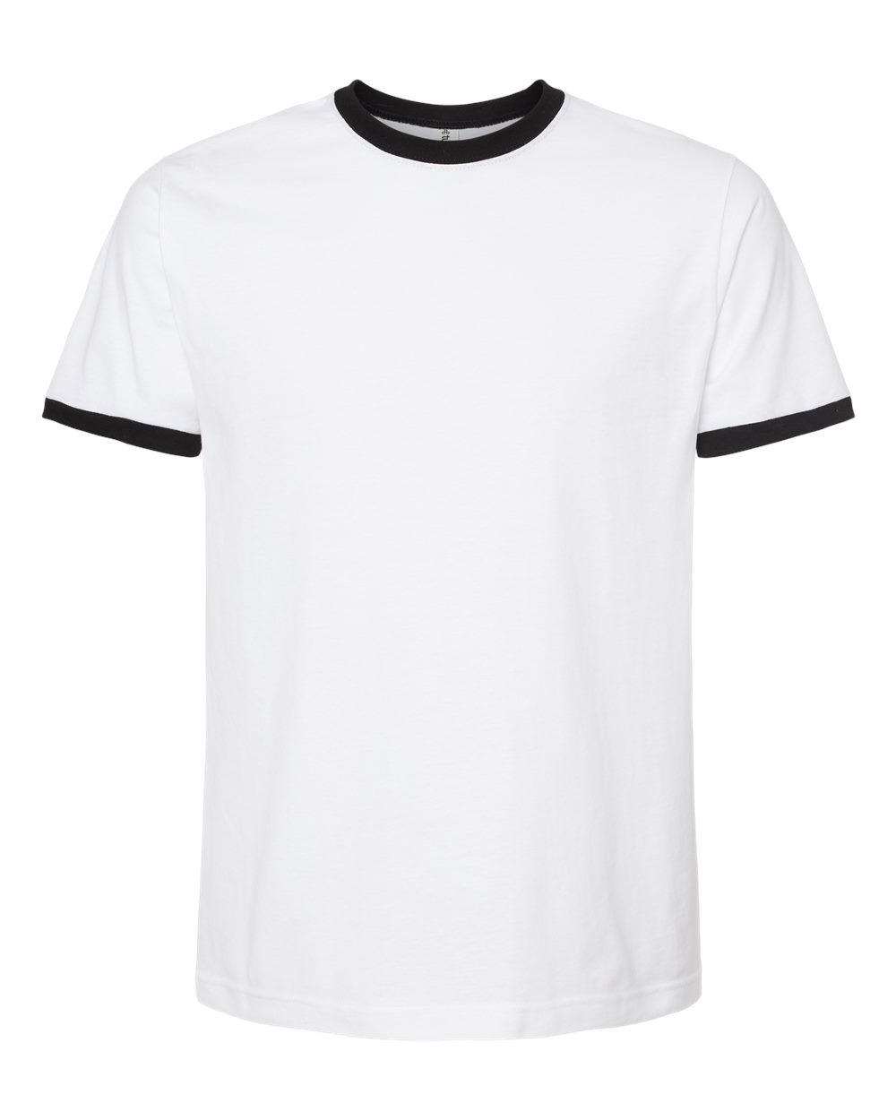 Unisex Fine Jersey Ringer T-Shirt - Front - B30459132 - White/ Black