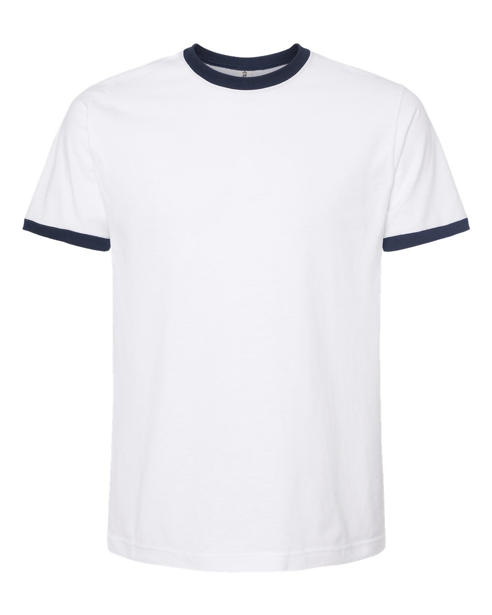 Unisex Fine Jersey Ringer T-Shirt - Front - B30459142 - White/ Navy