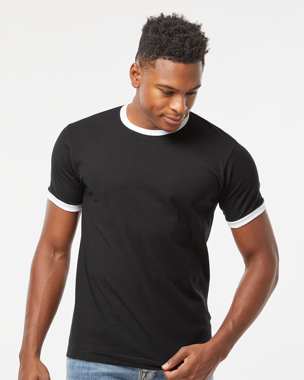 Unisex Fine Jersey Ringer T-Shirt - styleImage