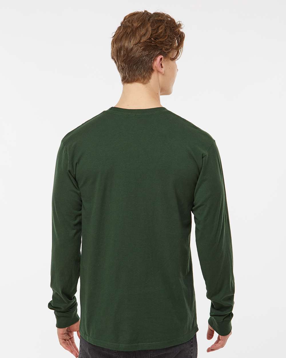 Unisex Heavyweight Jersey Long Sleeve T-Shirt - OnModelBack - B31059543 - Hunter Green