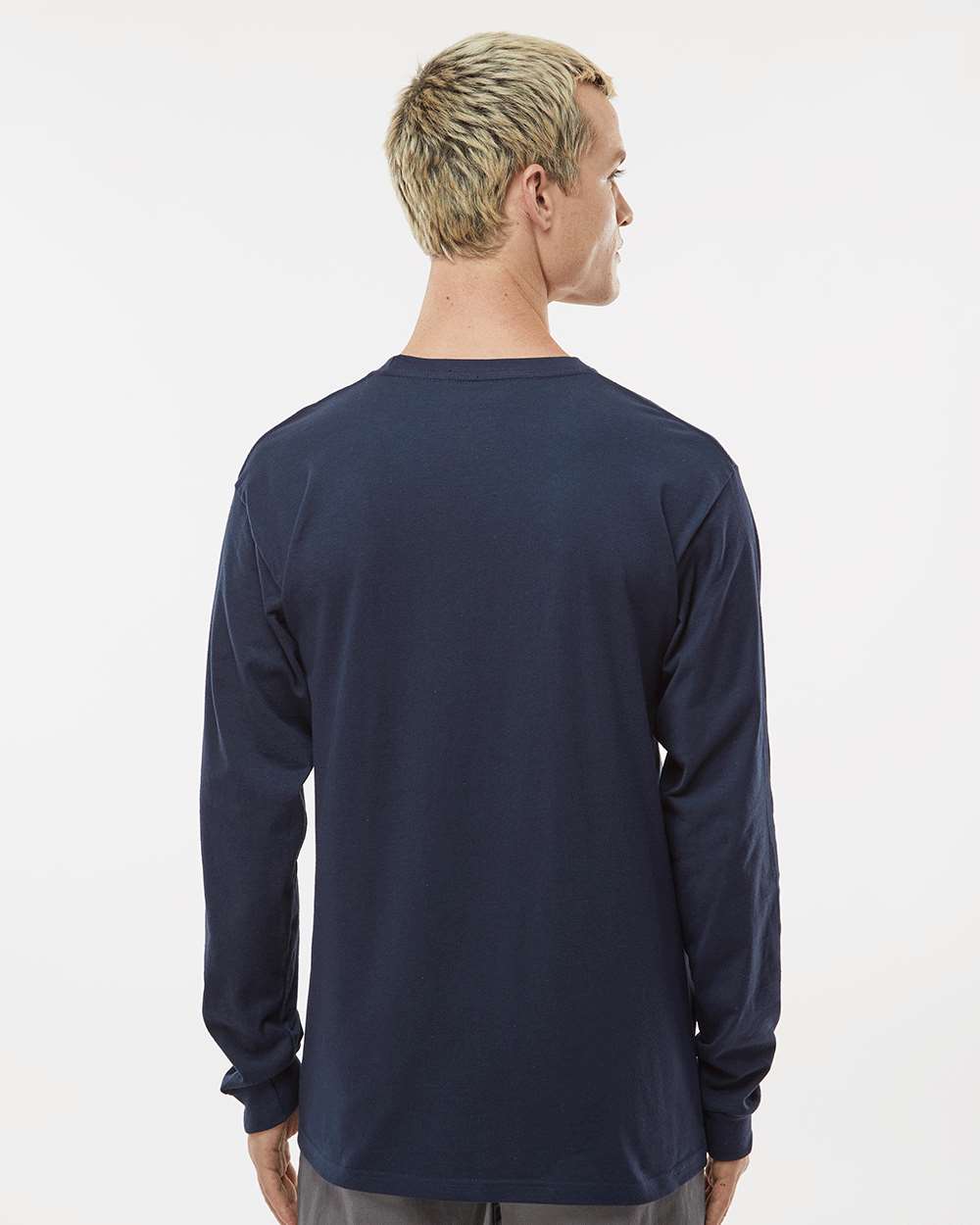 Unisex Heavyweight Jersey Long Sleeve T-Shirt - OnModelBack - B31059652 - Navy