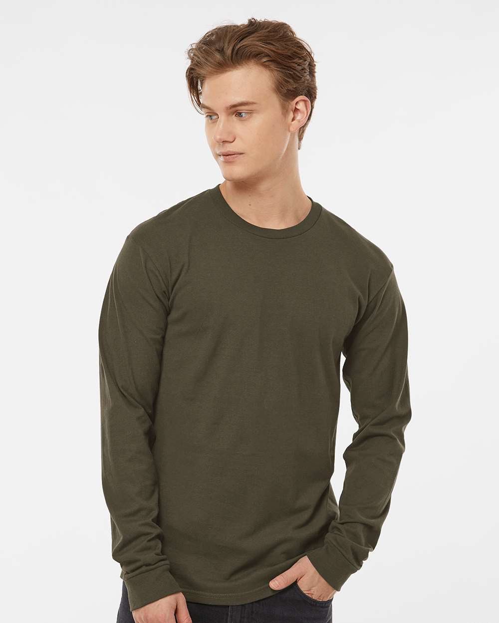 Unisex Heavyweight Jersey Long Sleeve T-Shirt - OnModelFront - B31059553 - Grape Leaf