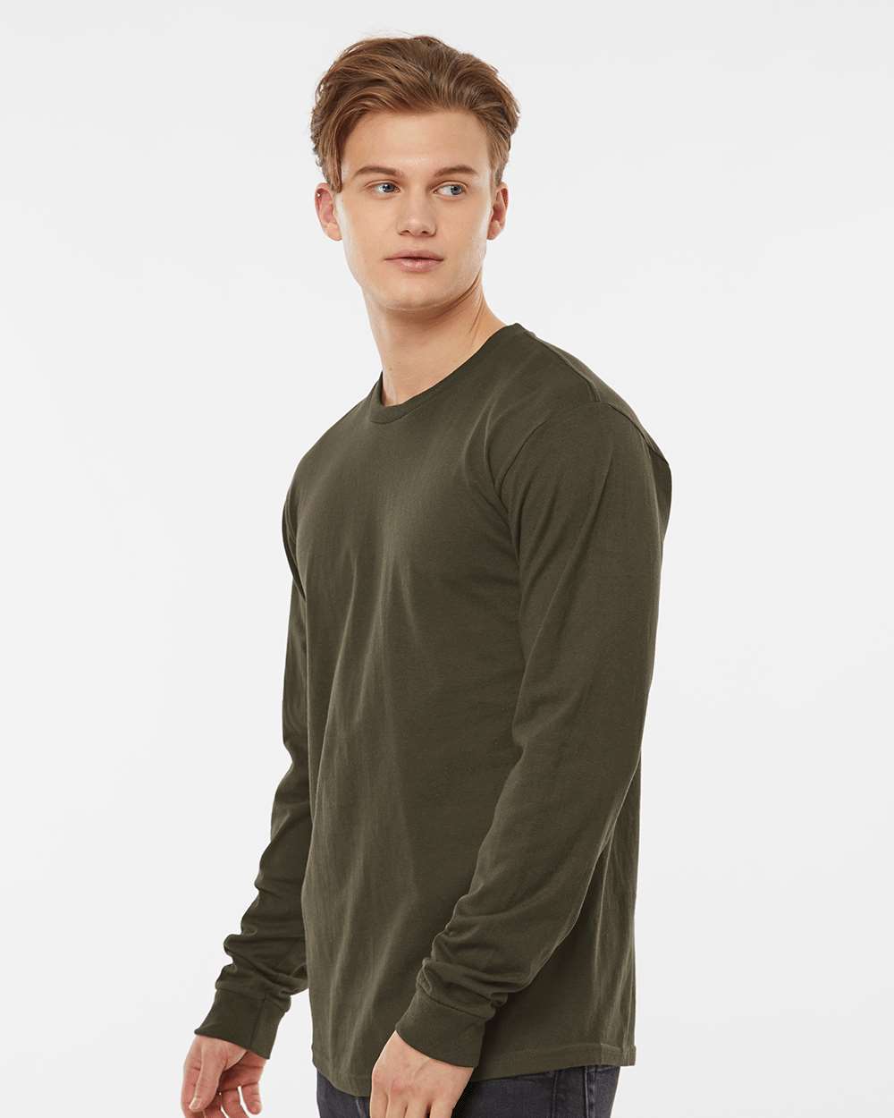 Unisex Heavyweight Jersey Long Sleeve T-Shirt - OnModelSide - B31059553 - Grape Leaf