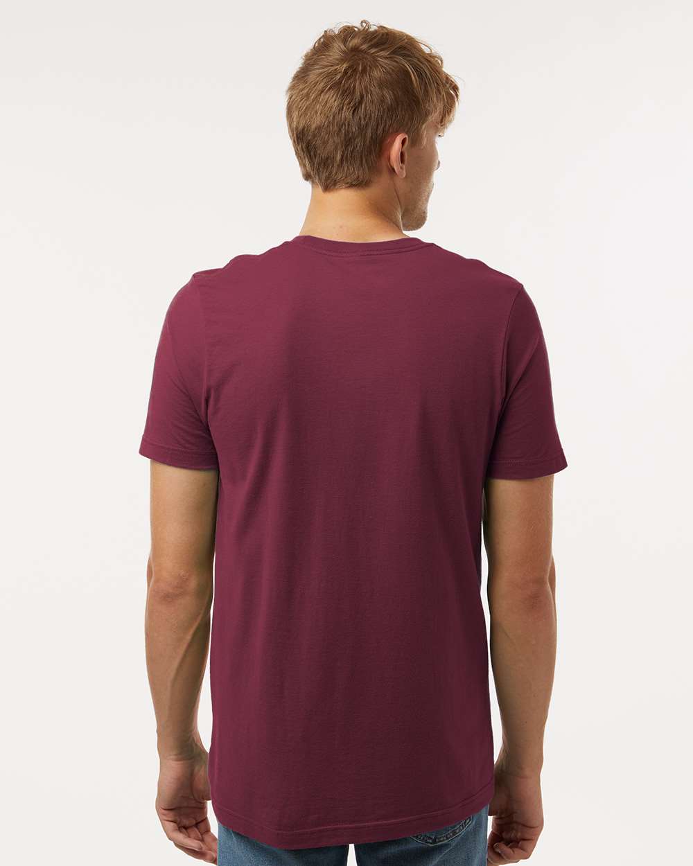 Combed Cotton T-Shirt - OnModelBack - B13659102 - Maroon