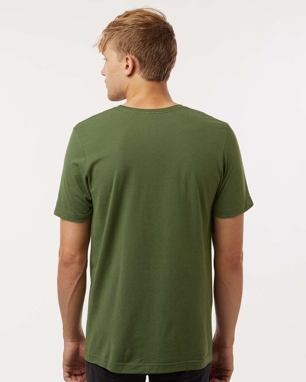 Combed Cotton T-Shirt - OnModelBack - B13659112 - Olive Green