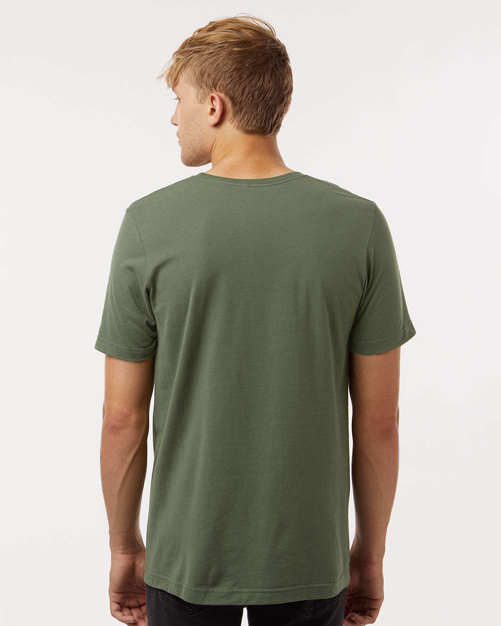 Combed Cotton T-Shirt - OnModelBack - B13659512 - Military Green