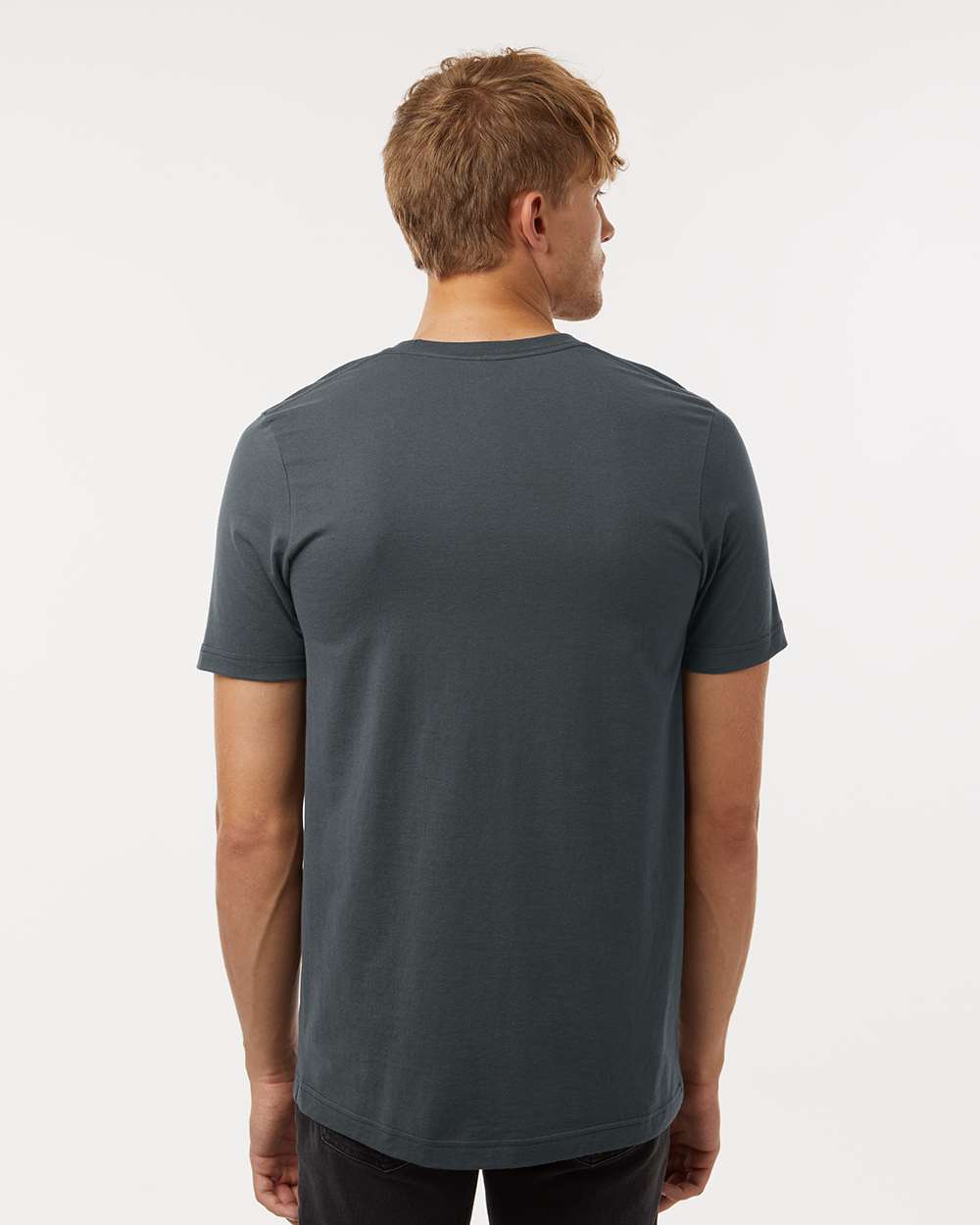 Combed Cotton T-Shirt - OnModelBack - B13659572 - Dark Grey