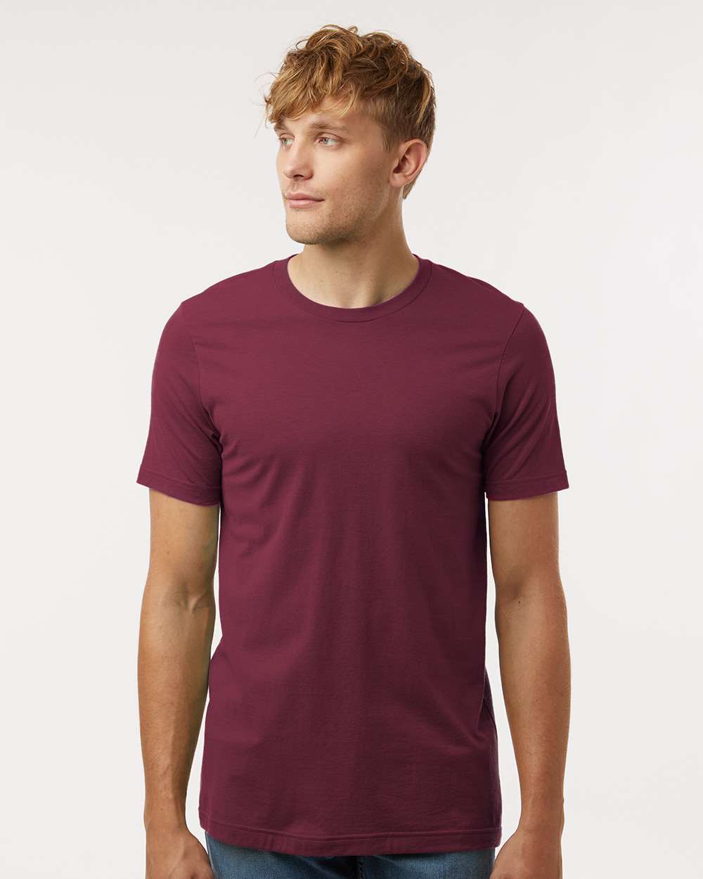 Combed Cotton T-Shirt - OnModelFront - B13659102 - Maroon