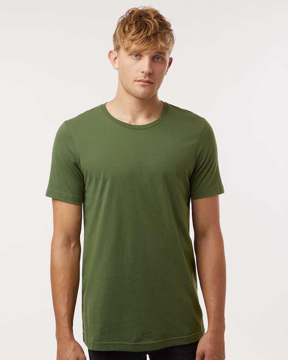 Combed Cotton T-Shirt - OnModelFront - B13659112 - Olive Green