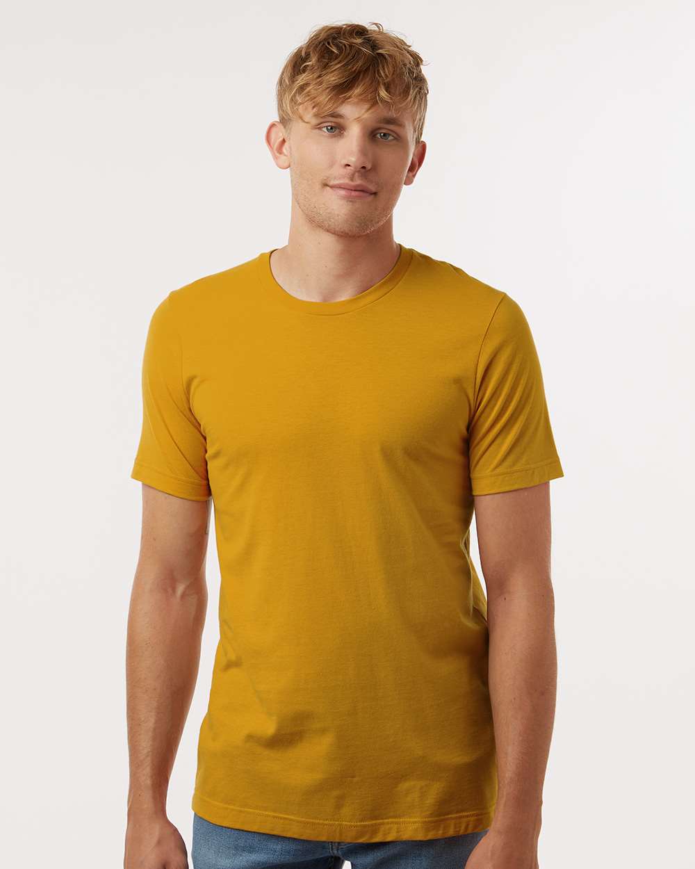 Combed Cotton T-Shirt - OnModelFront - B13659152 - Mustard