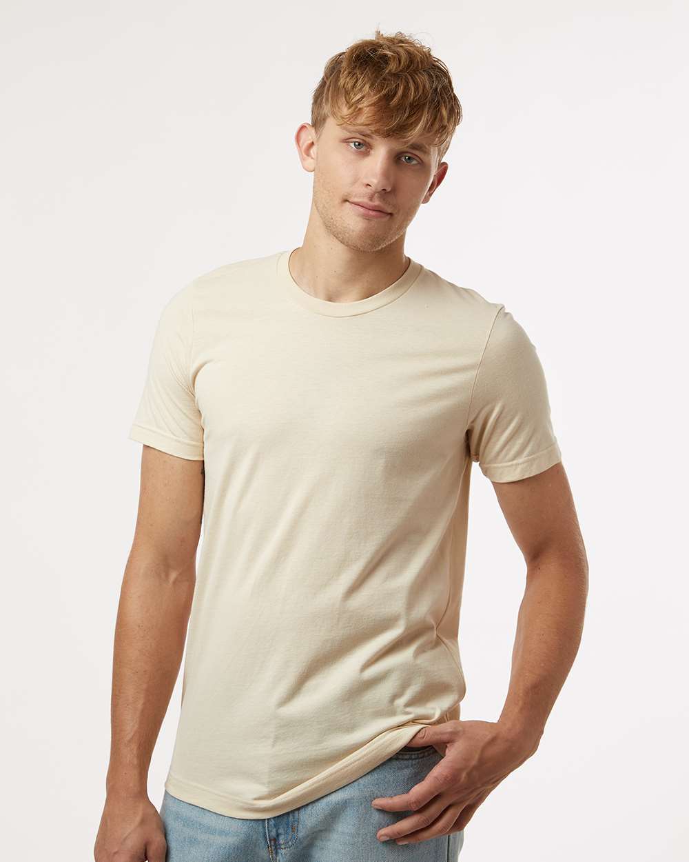 Combed Cotton T-Shirt - OnModelFront - B13659242 - Cream