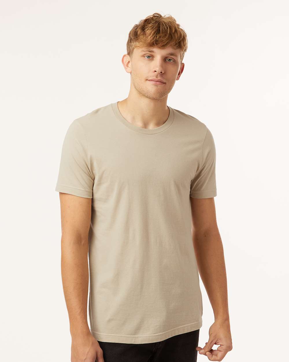 Combed Cotton T-Shirt - OnModelFront - B13659342 - Tan