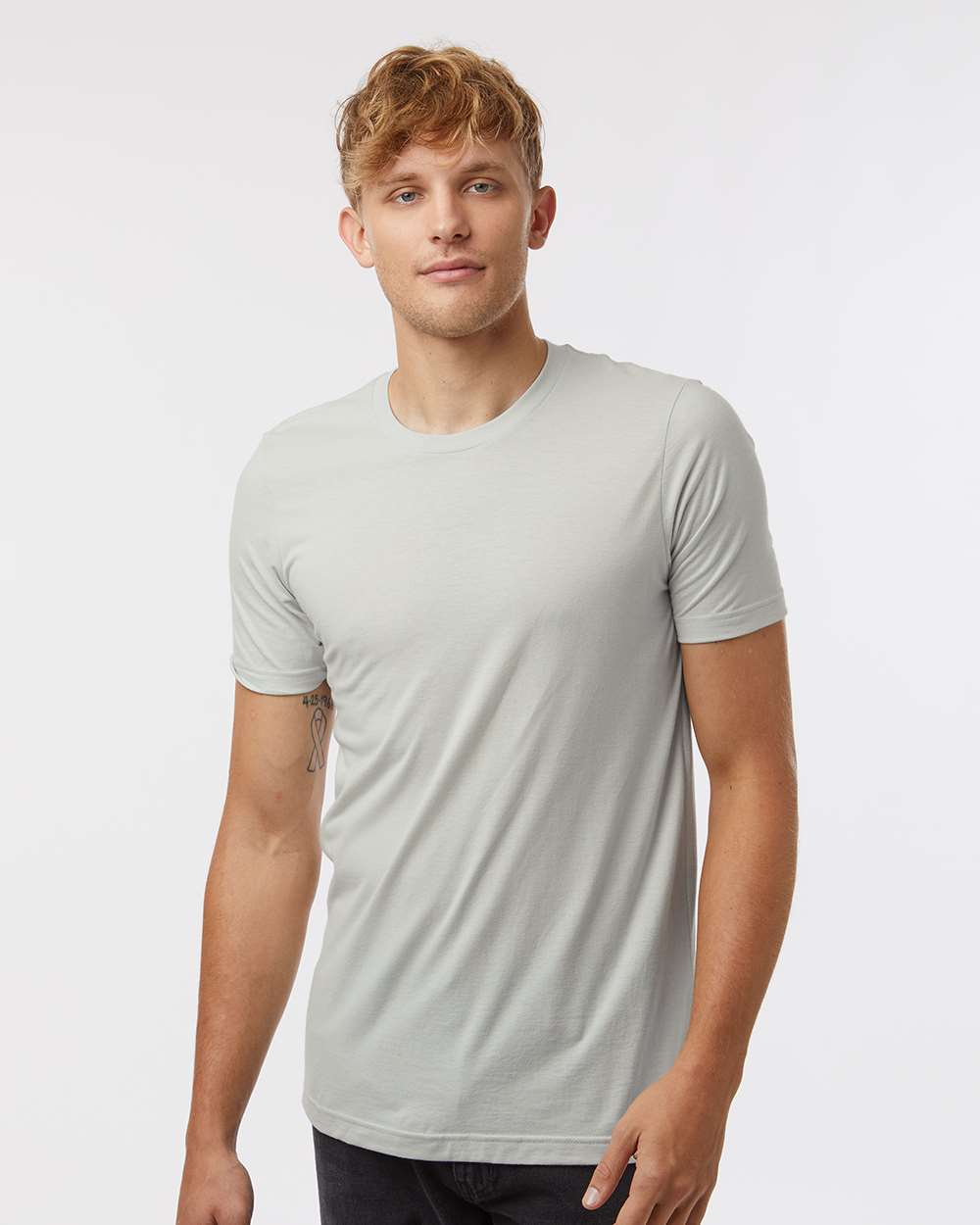 Combed Cotton T-Shirt - OnModelFront - B13659352 - Light Silver