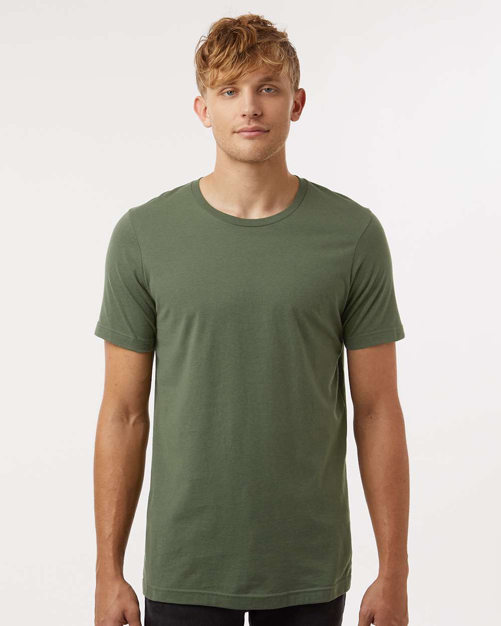 Combed Cotton T-Shirt - OnModelFront - B13659512 - Military Green