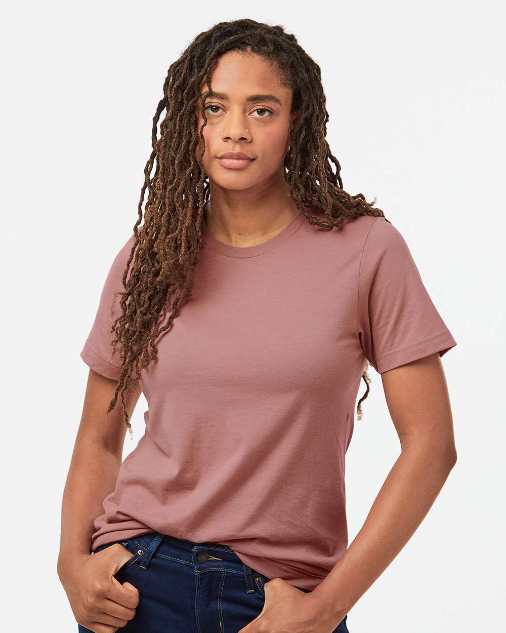 Combed Cotton T-Shirt - OnModelFront - B13659532 - Mauve