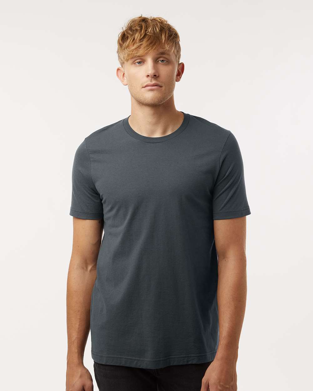 Combed Cotton T-Shirt - OnModelFront - B13659572 - Dark Grey
