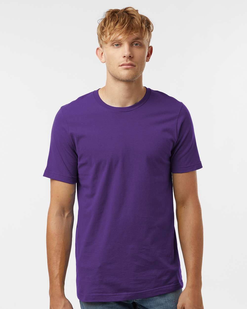 Combed Cotton T-Shirt - OnModelFront - B13659682 - Deep Purple
