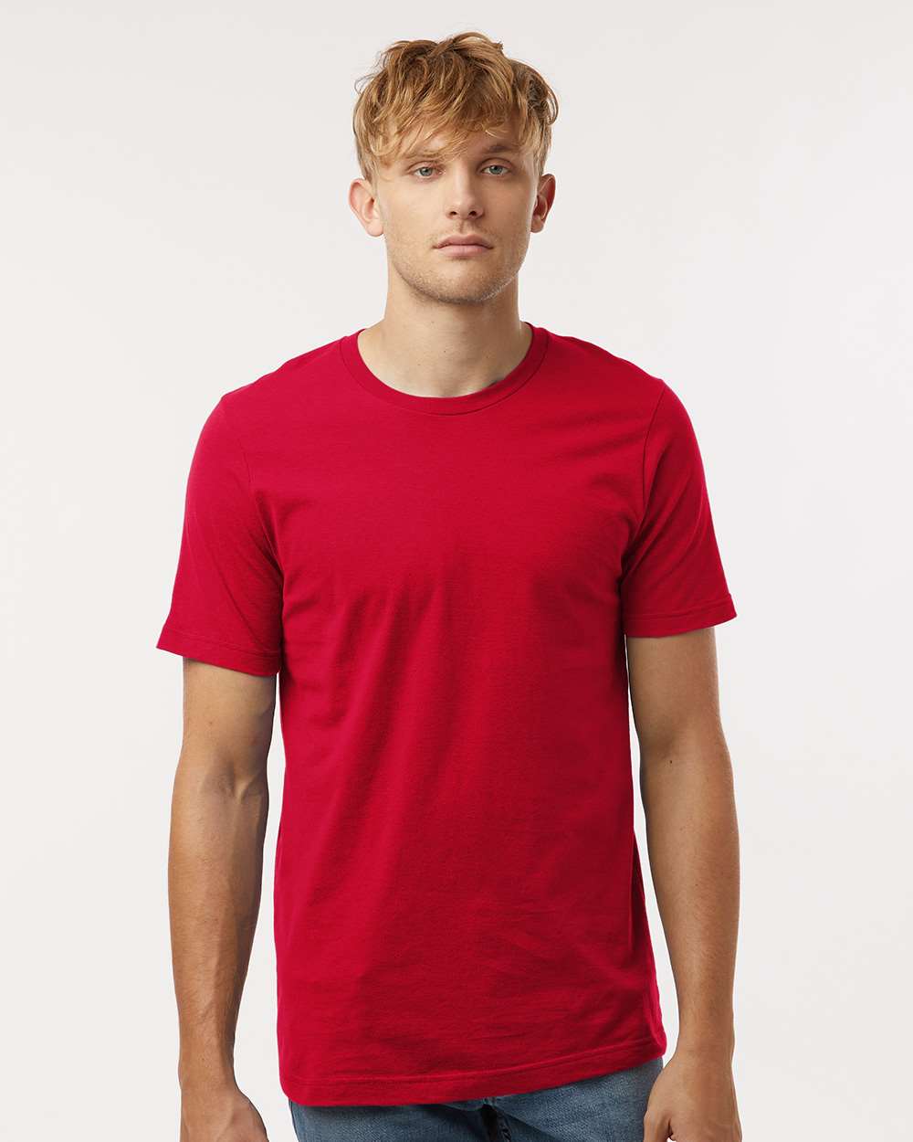 Combed Cotton T-Shirt - OnModelFront - B13659712 - Red