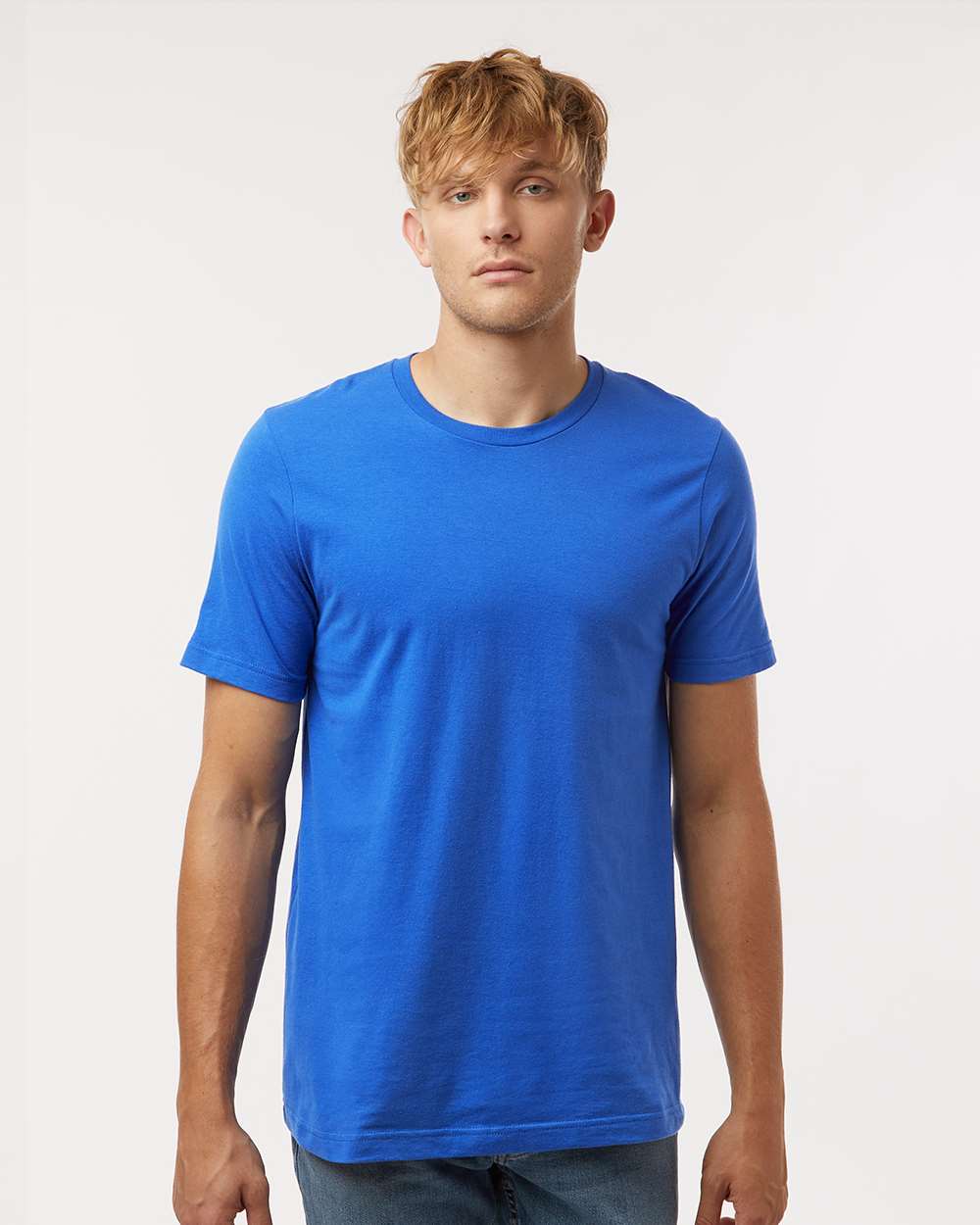 Combed Cotton T-Shirt - OnModelFront - B13659752 - Royal