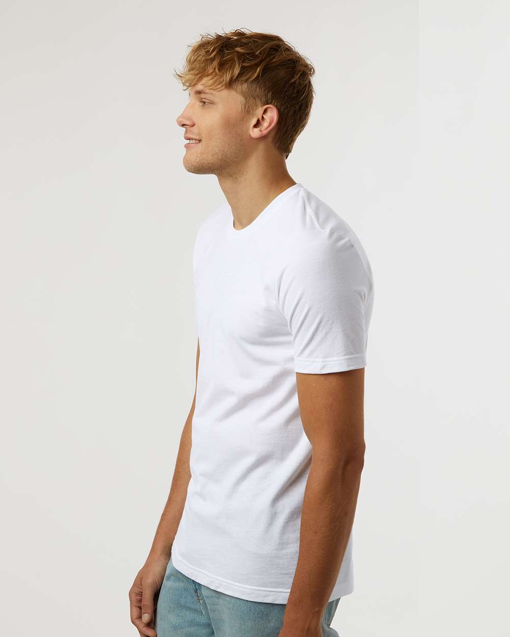 Combed Cotton T-Shirt - OnModelSide - B13659002 - White