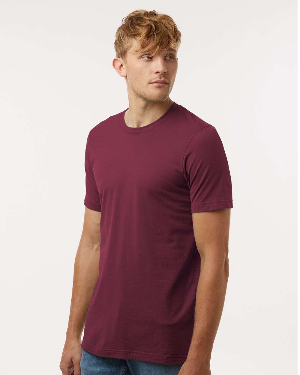 Combed Cotton T-Shirt - OnModelSide - B13659102 - Maroon