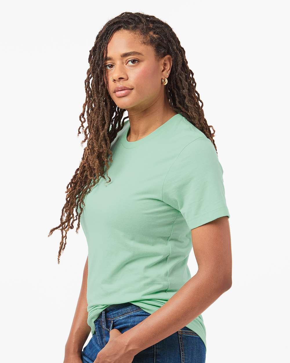 Combed Cotton T-Shirt - OnModelSide - B13659222 - Light Mint