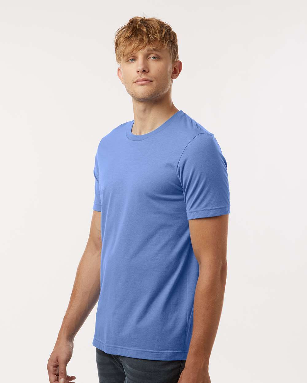 Combed Cotton T-Shirt - OnModelSide - B13659262 - Columbia Blue