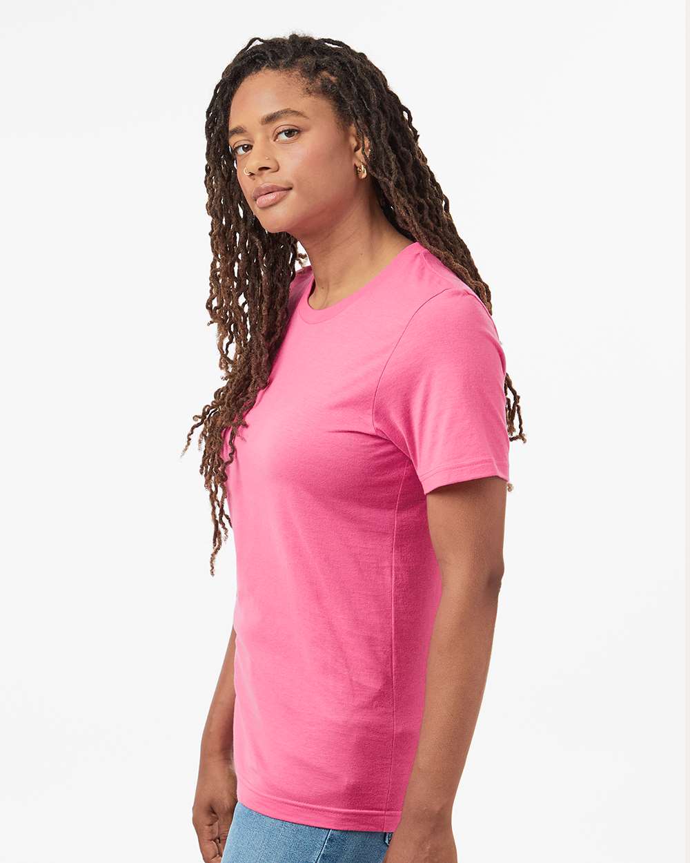 Combed Cotton T-Shirt - OnModelSide - B13659302 - Charity Pink