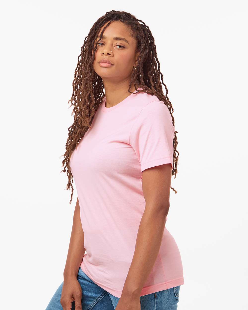 Combed Cotton T-Shirt - OnModelSide - B13659312 - Light Pink