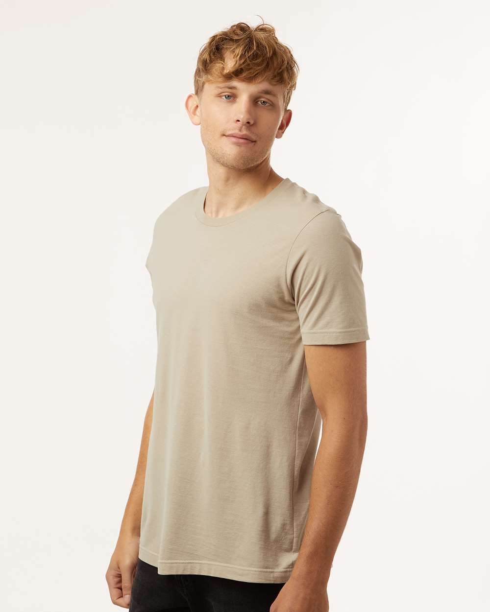 Combed Cotton T-Shirt - OnModelSide - B13659342 - Tan