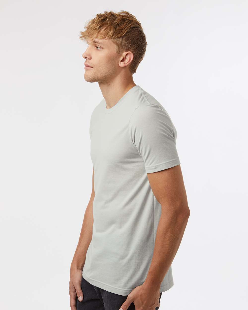 Combed Cotton T-Shirt - OnModelSide - B13659352 - Light Silver