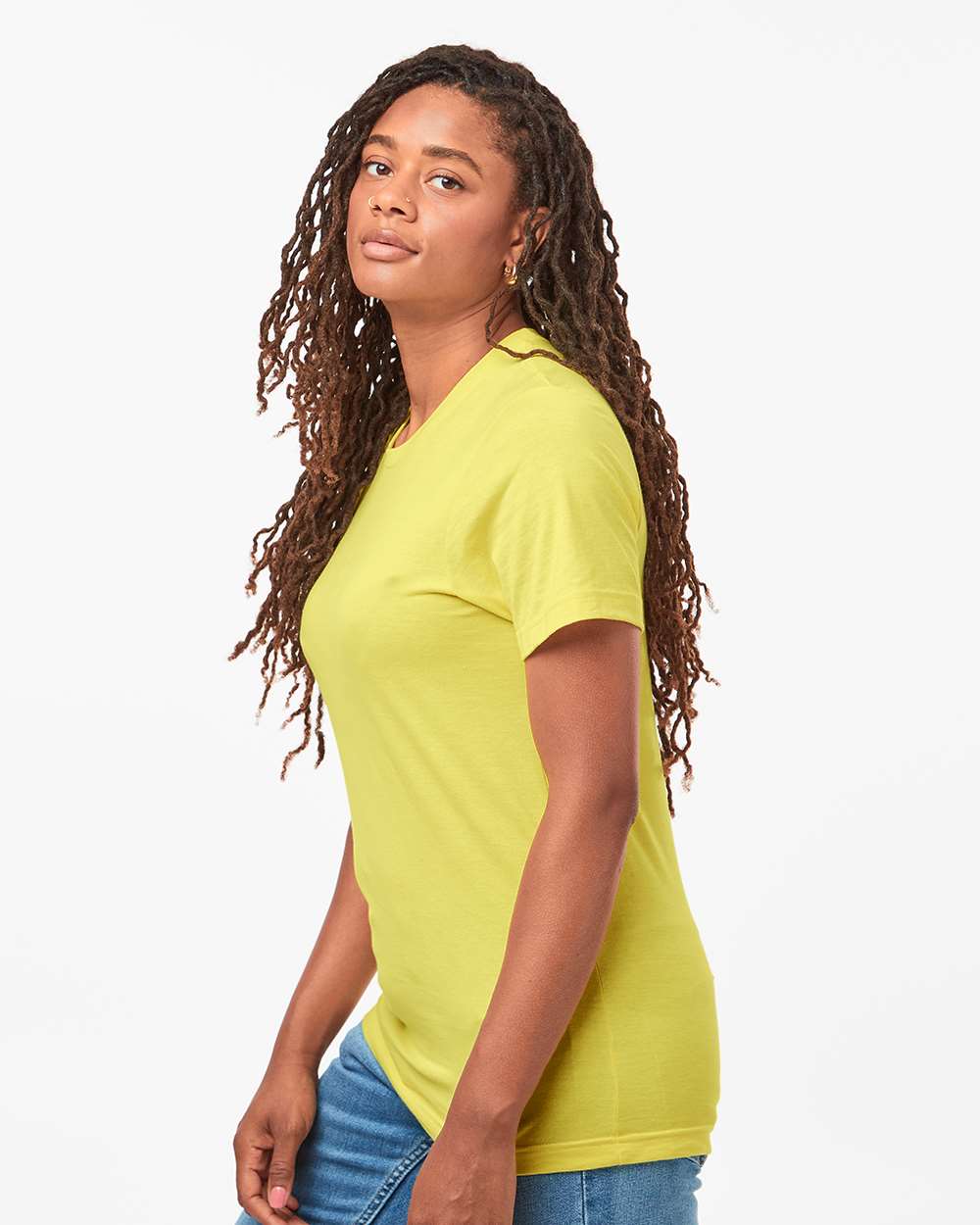 Combed Cotton T-Shirt - OnModelSide - B13659402 - Yellow