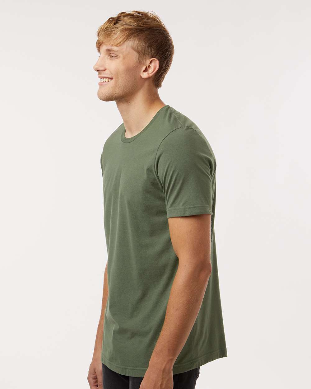 Combed Cotton T-Shirt - OnModelSide - B13659512 - Military Green