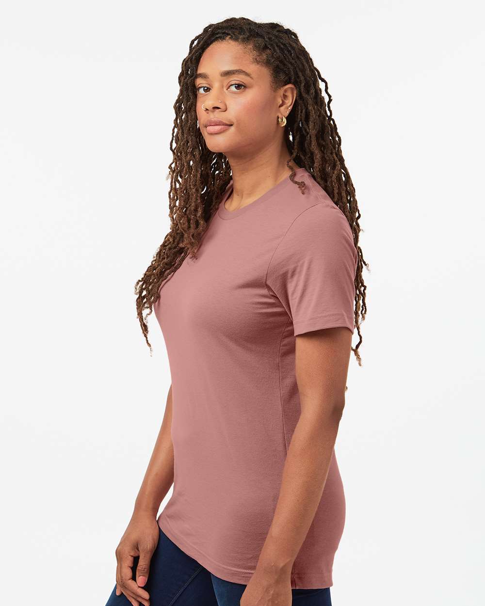 Combed Cotton T-Shirt - OnModelSide - B13659532 - Mauve