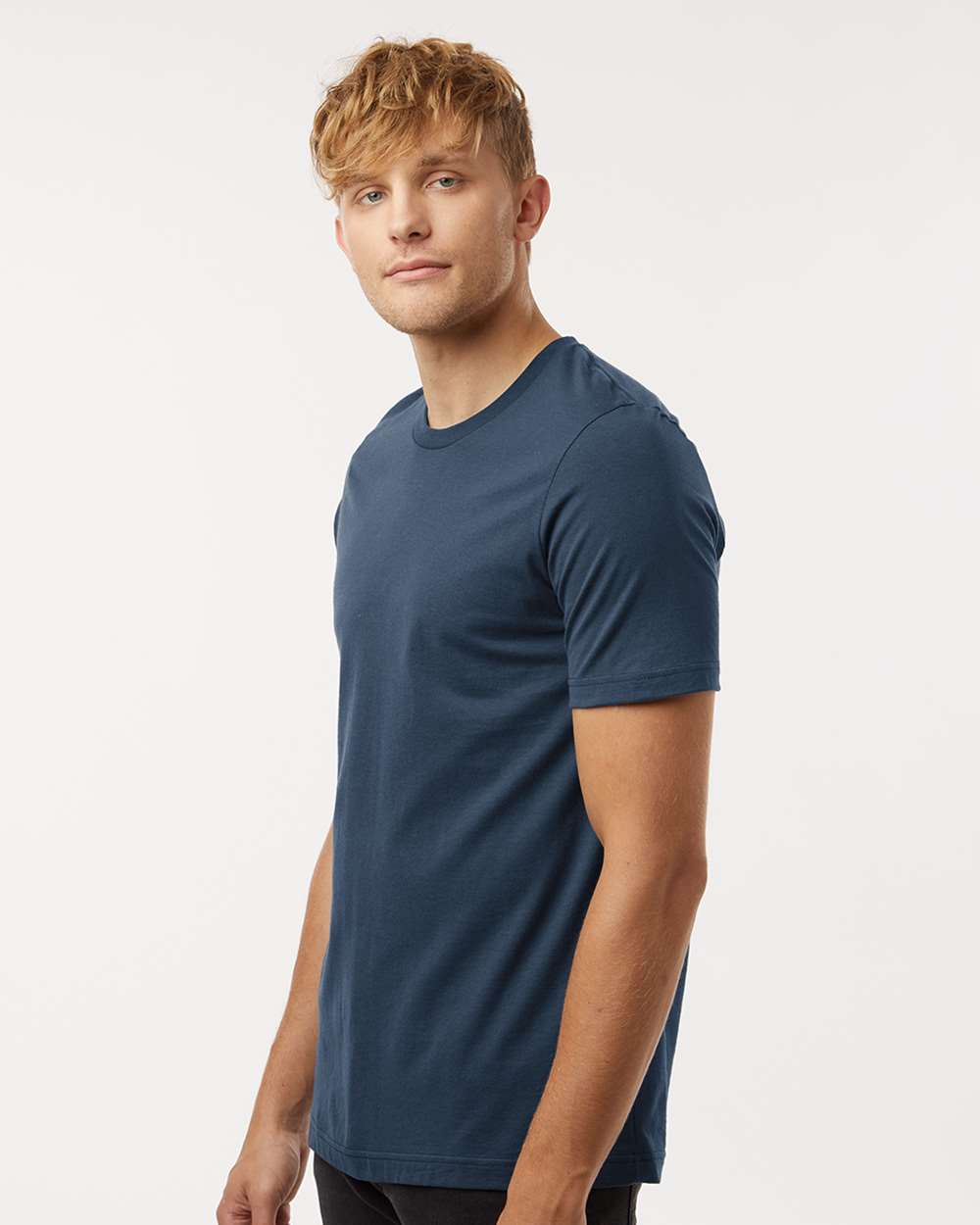 Combed Cotton T-Shirt - OnModelSide - B13659652 - Navy Blue