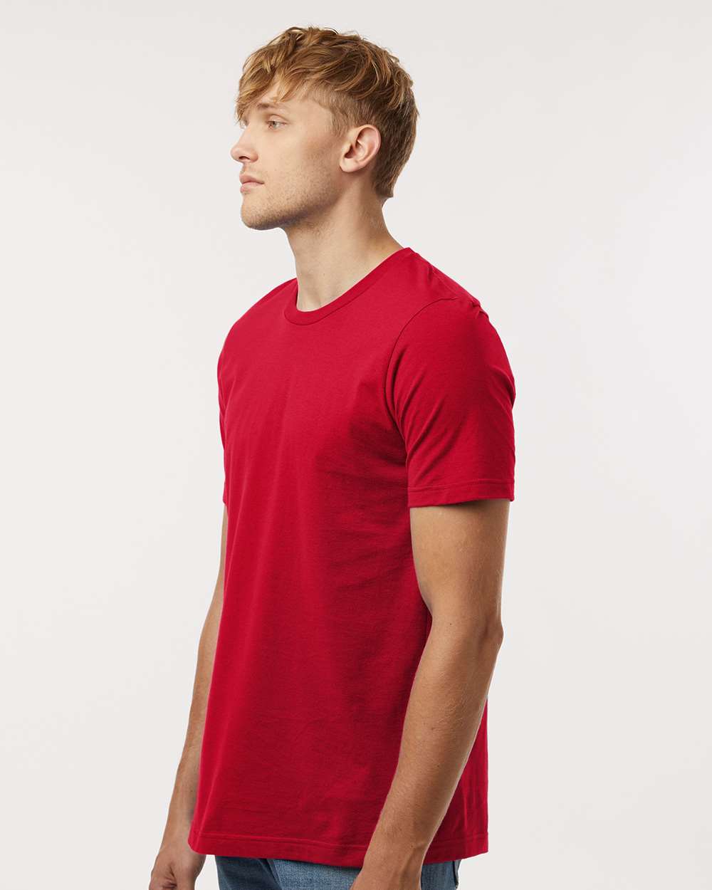 Combed Cotton T-Shirt - OnModelSide - B13659712 - Red
