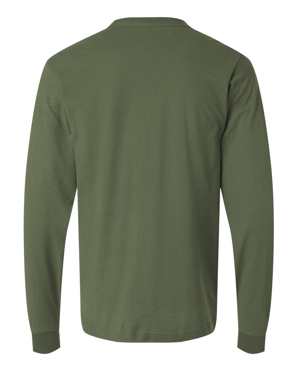 Unisex Fine Jersey Long Sleeve T-Shirt - Back - B00059212 - Military Green