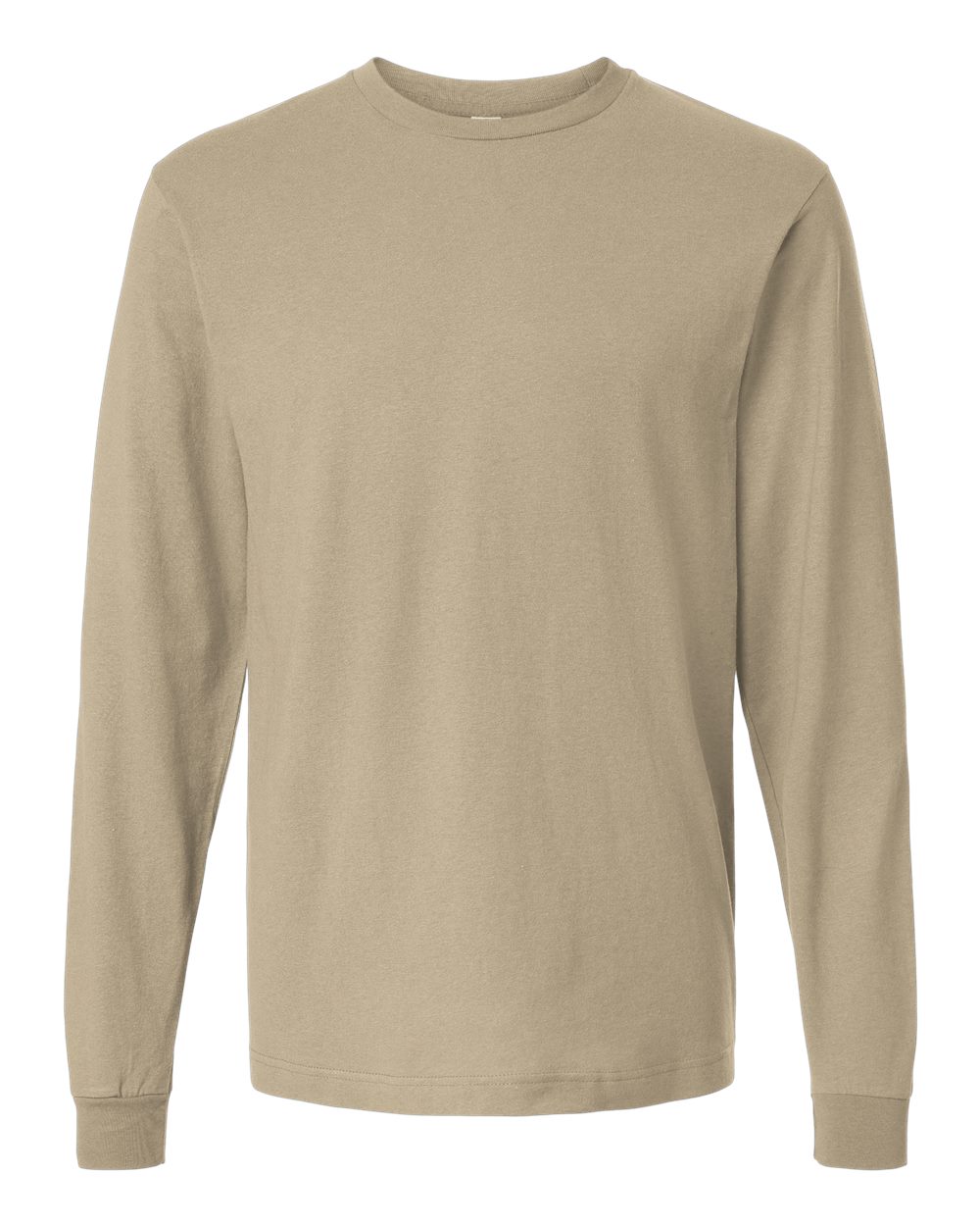 Unisex Fine Jersey Long Sleeve T-Shirt - Front - B00059102 - Sand