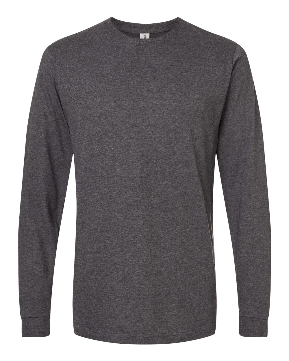 Unisex Fine Jersey Long Sleeve T-Shirt - Front - B00059132 - Heather Charcoal