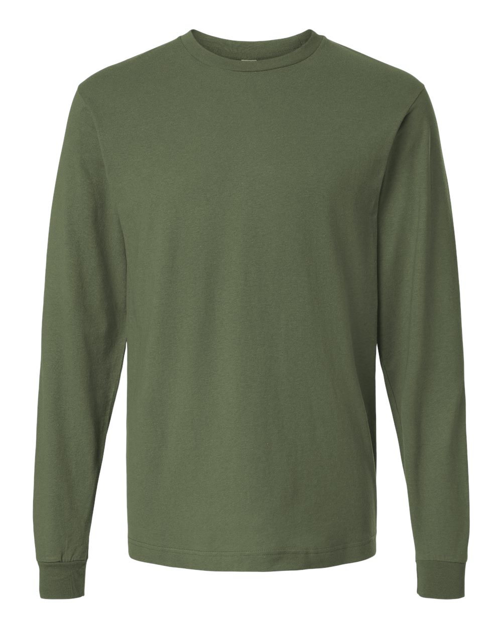 Unisex Fine Jersey Long Sleeve T-Shirt - Front - B00059212 - Military Green