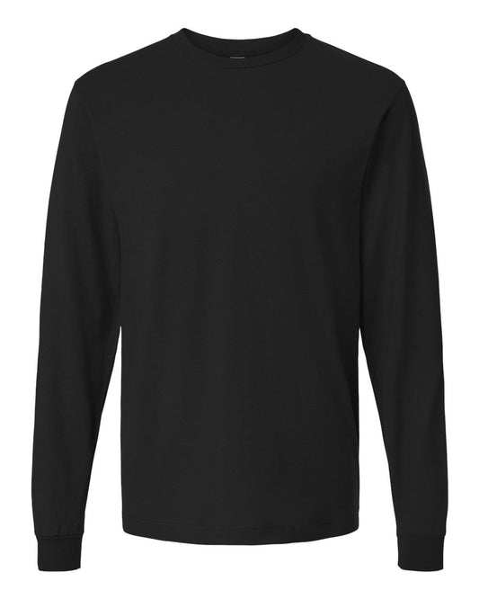 Unisex Fine Jersey Long Sleeve T-Shirt - Front - B00059502 - Black