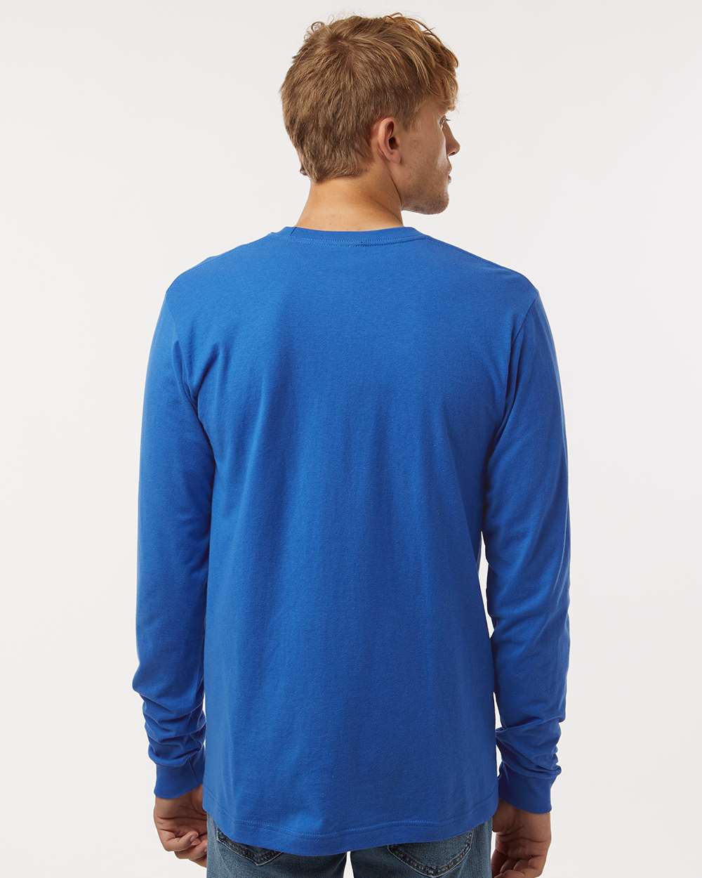 Unisex Fine Jersey Long Sleeve T-Shirt - OnModelBack - B00059342 - Royal