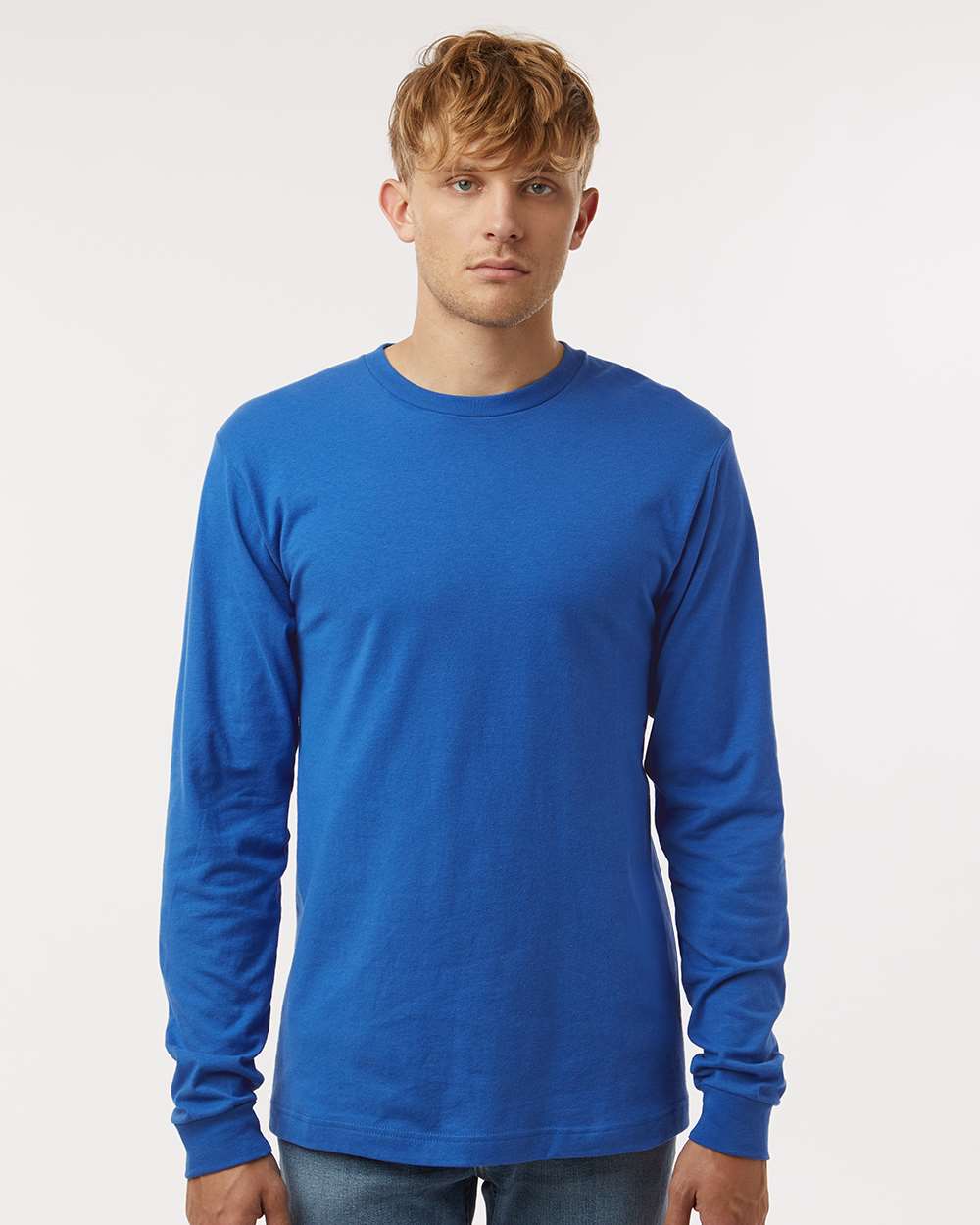 Unisex Fine Jersey Long Sleeve T-Shirt - OnModelFront - B00059342 - Royal