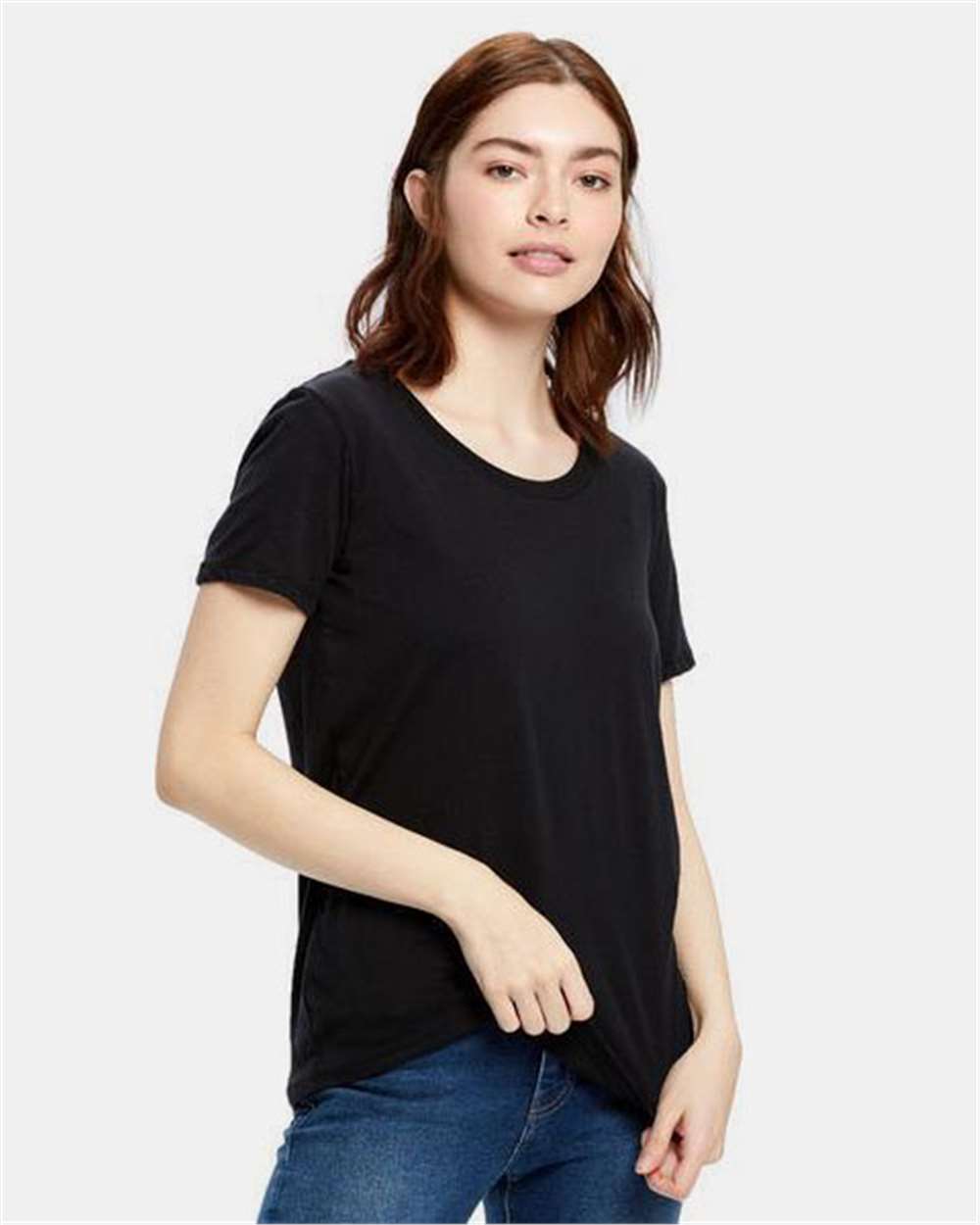 Women's Loose Fit Boyfriend Tee - OnModelFront - B10073503 - Black