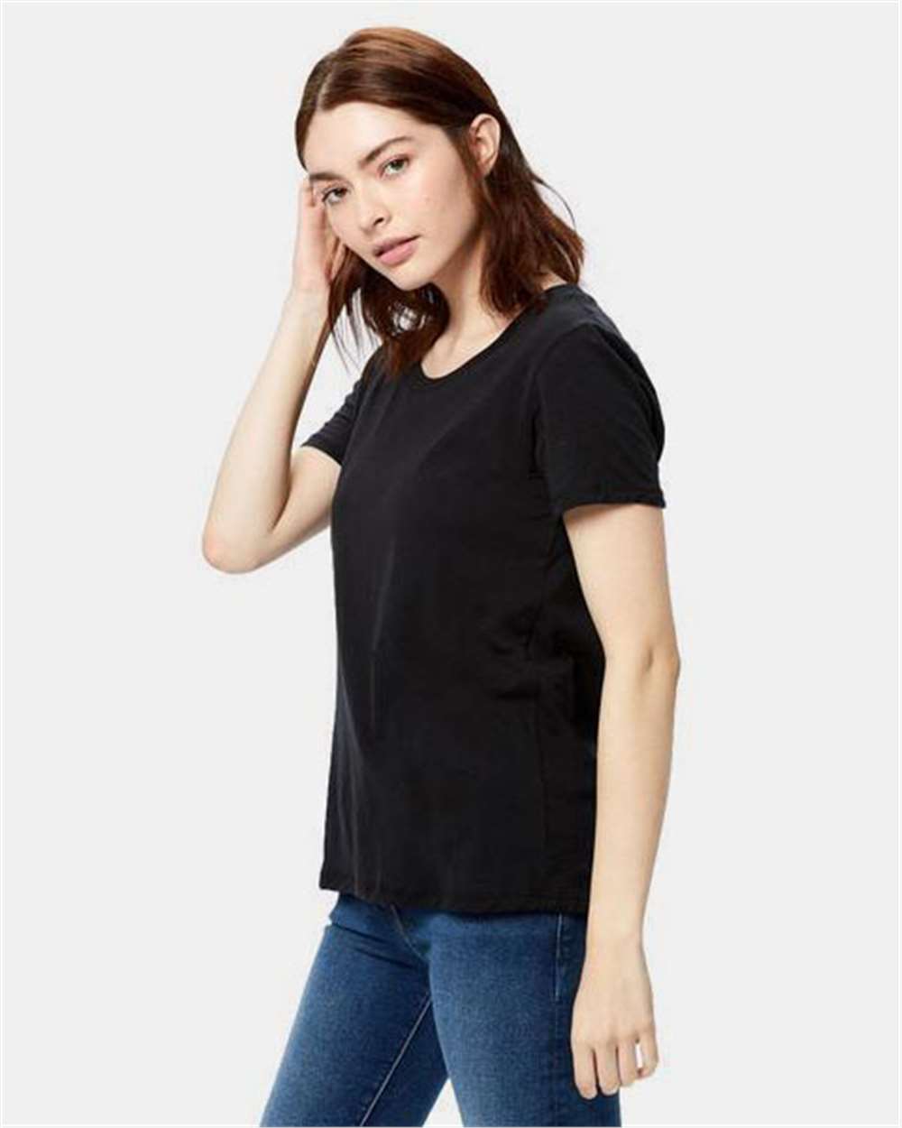 Women's Loose Fit Boyfriend Tee - OnModelSide - B10073503 - Black