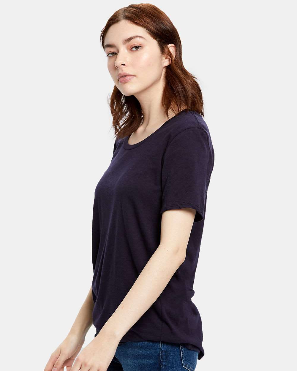 Women's Loose Fit Boyfriend Tee - OnModelSide - B10073753 - Midnight Navy