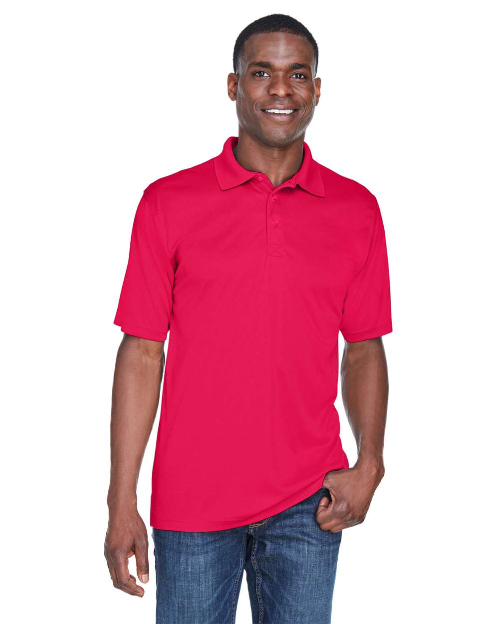 Men's Cool & Dry Sport Performance Interlock Polo - OnModelFront - B911E1703 - Red