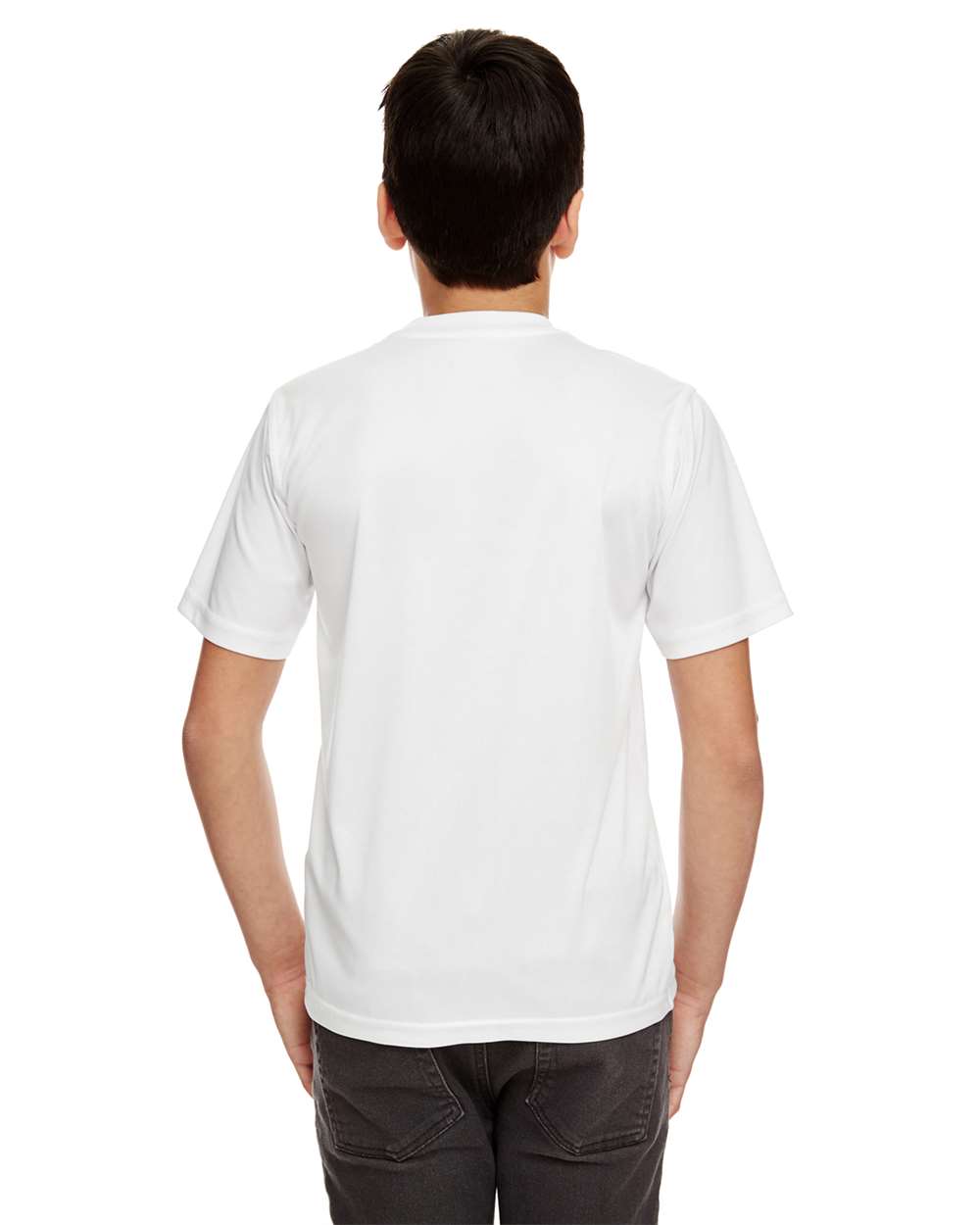 Youth Cool & Dry Sport Performance Interlock T-shirt - OnModelBack - B909E1002 - White